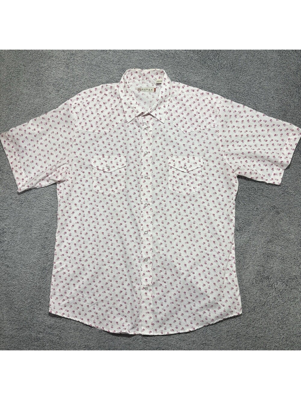 Roper White And Red Floral Print Western Button-Down Size Men’s 2XL